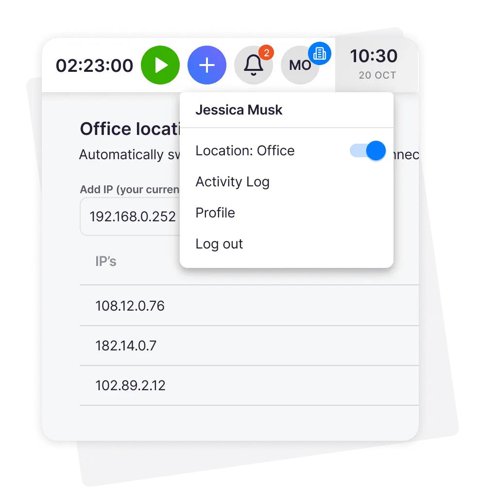 Uku office attendance — remote/office status, IP-based detection