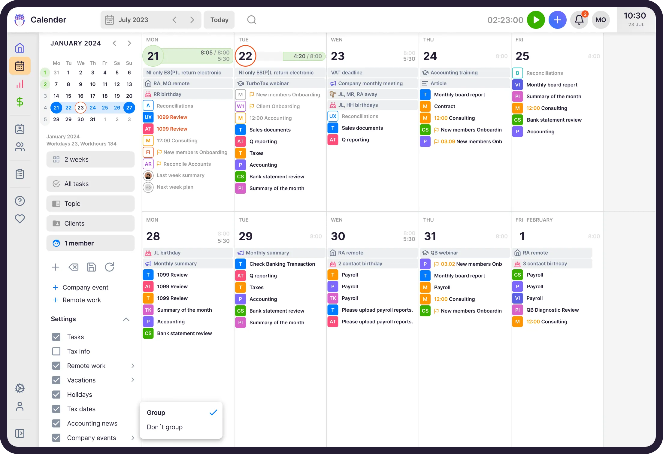 Uku team calendar — vacations, tasks, deadlines, holidays in one view