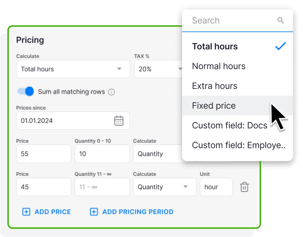 Uku flexible pricing options — fixed, hourly, volume, and mixed