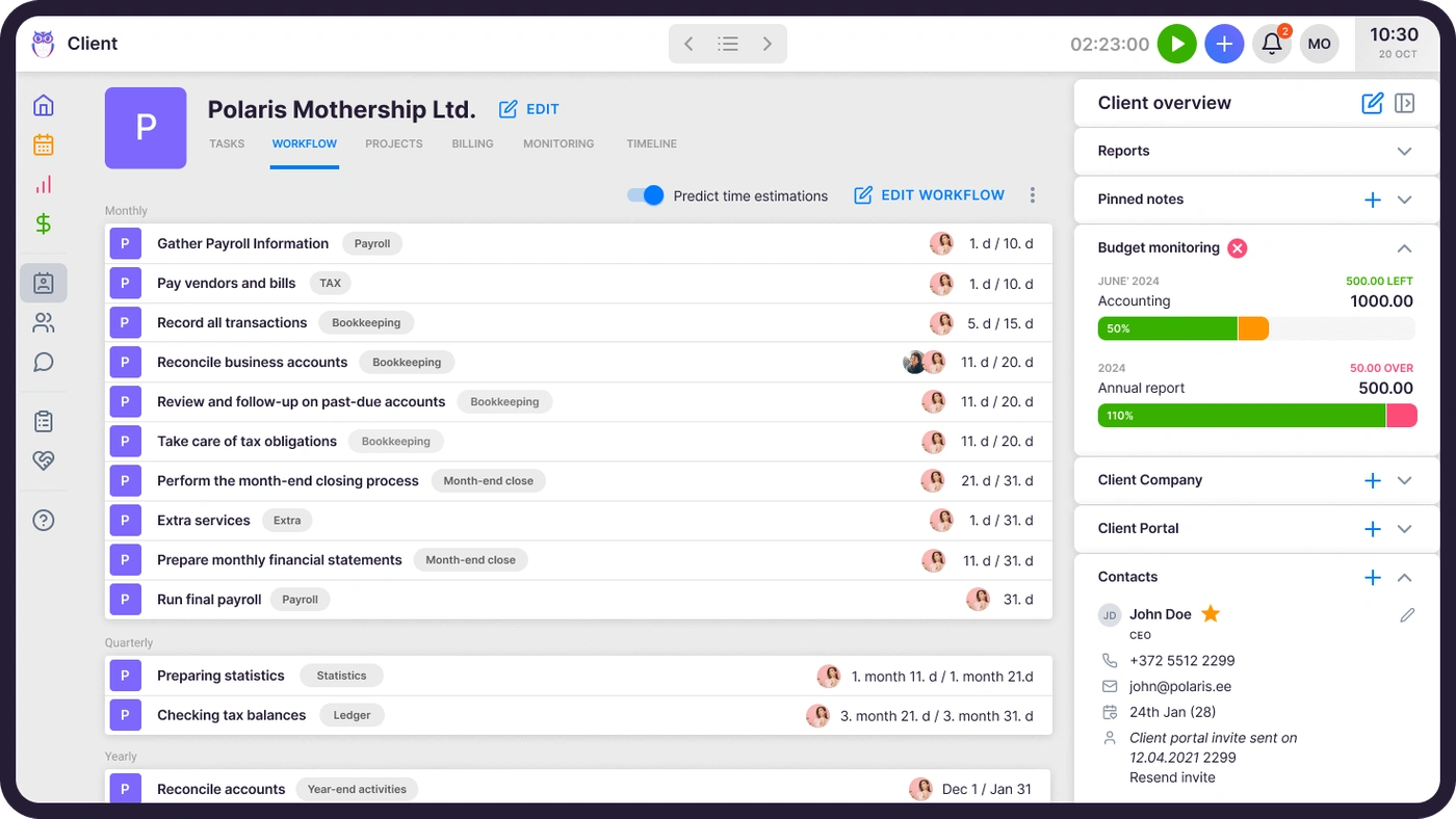 Uku client management β centralized client profile with tasks, contacts, and documents