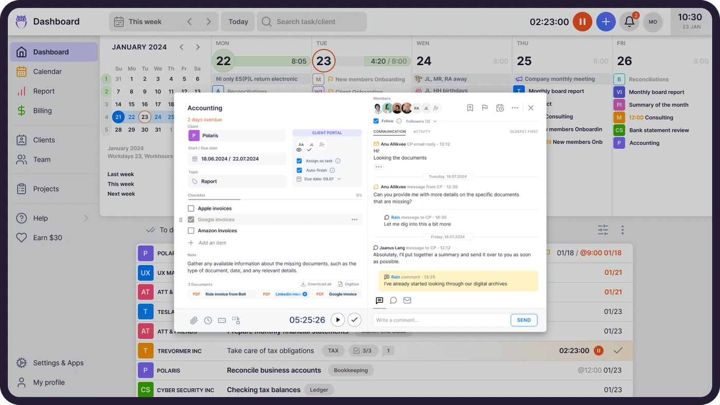 Team Collaboration for Accounting Firm — Uku calendar dashboard