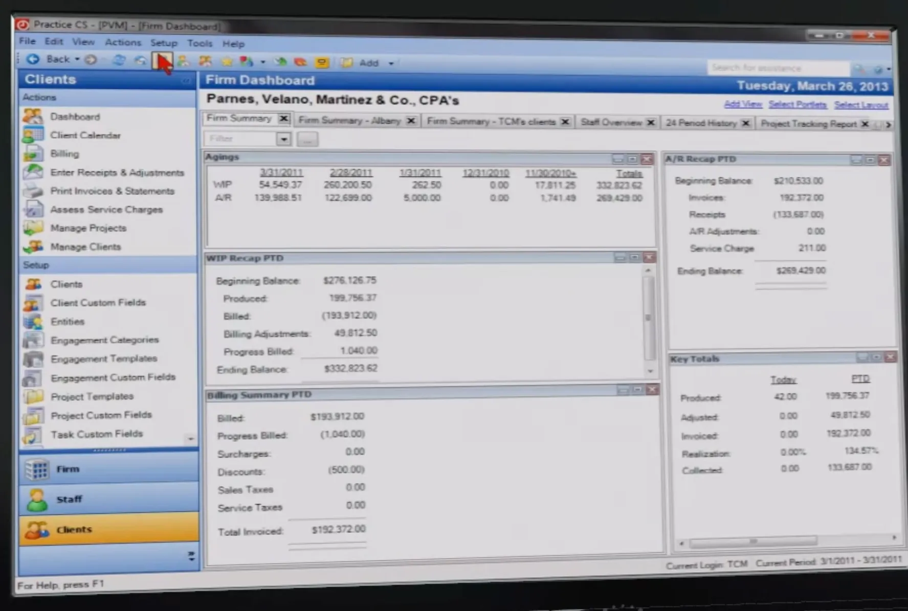Thomson Reuters Practice CS Firm Dashboard