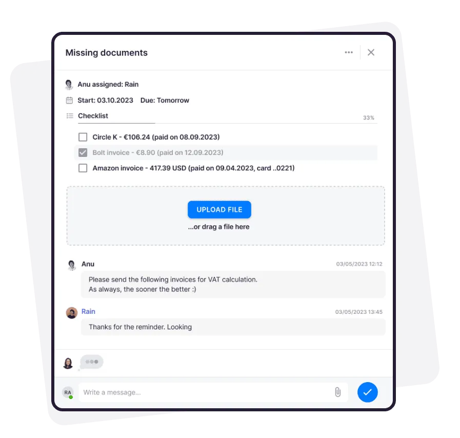 Client portal β missing documents checklist with upload button