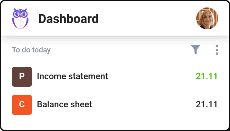 Uku dashboard view — tasks scheduled for the right day with calendar